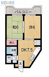 エクセル須賀の森 2DKの間取図画像