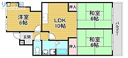 ジュネス・堤 3LDKの間取図画像