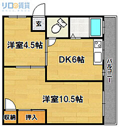 畑中マンション 2DKの間取図画像