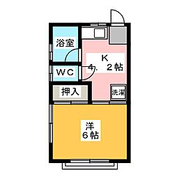 ユリアハイツ 1階1Kの間取り