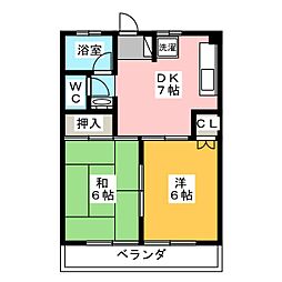 常盤台コーポ 2DKの間取図画像