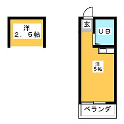 ペアパレス徳丸 ワンルームの間取図画像