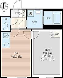 ラシクラス上板橋 1DKの間取図画像