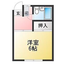 栄荘 1Kの間取図画像