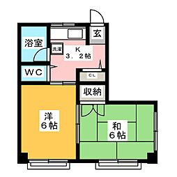 東雲コーポ 2Kの間取図画像