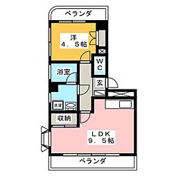 クレッシェンド 1LDKの間取図画像