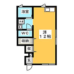 サンライズ2 ワンルームの間取図画像