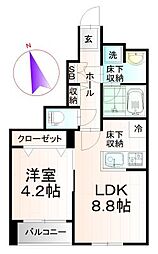 ＬＡ　ＬＵＮＥ7 1階1LDKの間取り