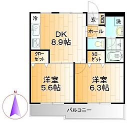 グランシャリオ 2DKの間取図画像