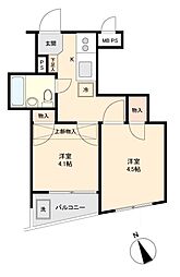 ミリオンコート目黒不動前 2Kの間取り