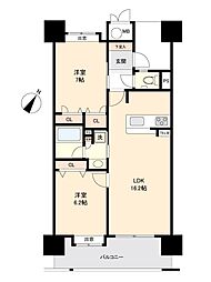 グランドパレスプラウド到津 2LDKの間取図画像