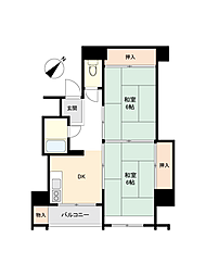 田園キャッスル横浜西口 2DKの間取図画像