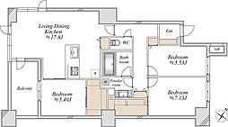 アトラスタワー向ヶ丘遊園 3LDKの間取図画像