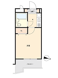 ライオンズマンションレディース汐路 1Kの間取図画像