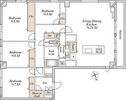 池田山スカイマンション 4LDKの間取図画像