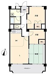 ならしのサンハイツ 3LDKの間取図画像