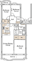 ハイム川崎2号棟 3LDKの間取図画像