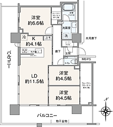 ザ・パークハウス中野タワー 3LDKの間取図画像