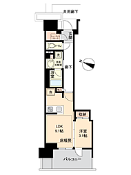 プラウドシティ武蔵浦和ステーションアリーナ 1LDKの間取図画像