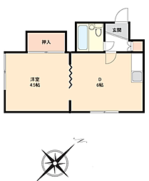 富士マンション暁 1DKの間取図画像