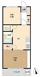 武蔵野サンハイツひばりケ丘パート8 2DKの間取図画像