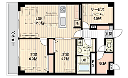 八王子スカイマンション 2SLDKの間取図画像