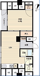 南博多パールシャトー 1LDKの間取図画像