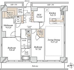 WComfortTowersWEST 2SLDKの間取図画像