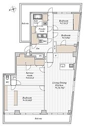 パシフィック若林 3SLDKの間取図画像