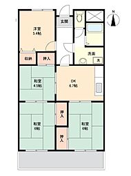 豊国皇后崎スカイマンション 4DKの間取図画像