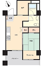 ソーレヒルズ花楯 1SLDKの間取図画像