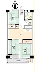 市ドリームハイツ1号棟 3DKの間取図画像