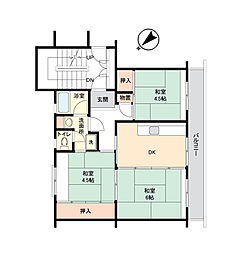 大久保東第一住宅2号棟 3DKの間取図画像