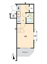 日神パレス蕨 1Kの間取図画像