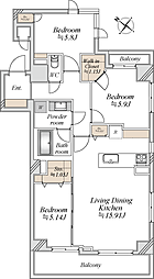 セザール・ベイサイド勝どき 3LDKの間取図画像