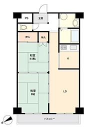 シーサイドマンション鶴屋 2LDKの間取図画像