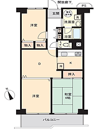蕨サンハイツ 2LDKの間取図画像