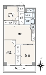 東久蓮根ハイツ 2SDKの間取図画像