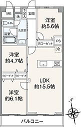 セントラルグリーンハイツ 3LDKの間取図画像