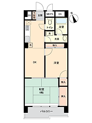 幹線谷津マンション 2DKの間取図画像