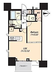 ブランズ東麻布 1LDKの間取図画像