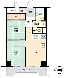 ダイアパレス東寺尾 2DKの間取図画像