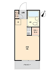 ロイヤルマンション上乃木 ワンルームの間取図画像