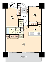 プレサンスロジェ松尾レーヴタワー 2LDKの間取図画像