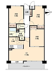 ファミール松戸グランデージ2 3LDKの間取図画像