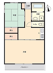 エスカイア大友B 2Kの間取図画像