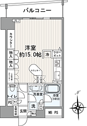 ライオンズマンション八王子シティ壱番館 ワンルームの間取図画像