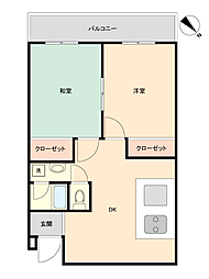 パティオ石垣1 2DKの間取図画像