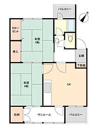 五位ノ池南ビル1号棟 2DKの間取図画像