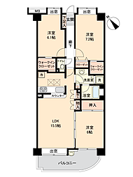 フォルスコート藤沢善行 3LDKの間取図画像